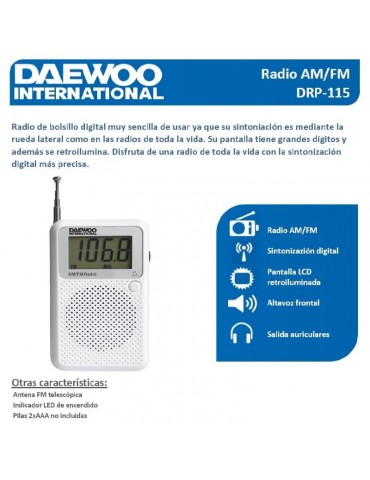 Radio DAEWOO DRP115W DIGITAL AM/FM DRP115W